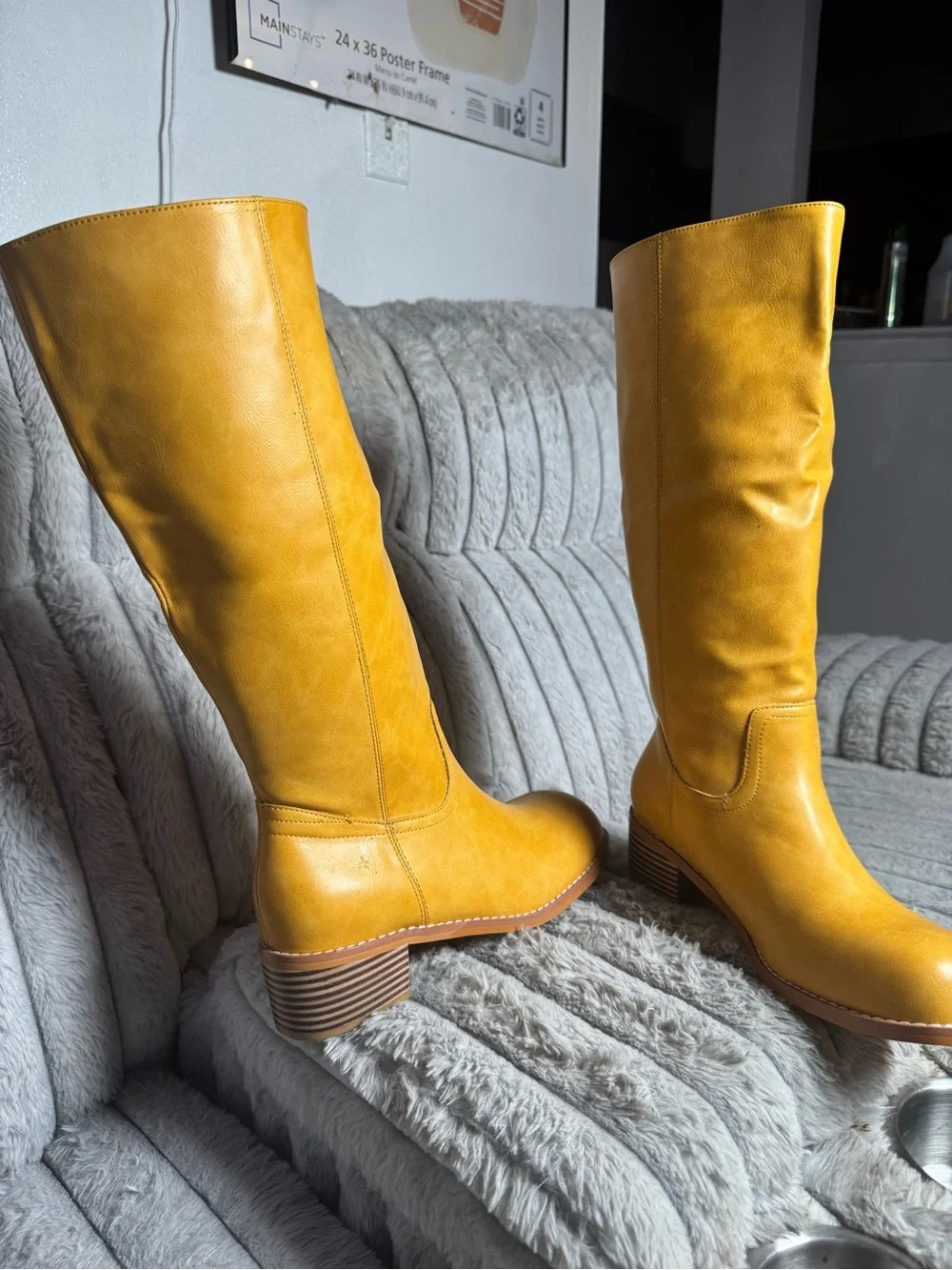 Women's Over-the-Knee Riding Boots in Mustard Yellow